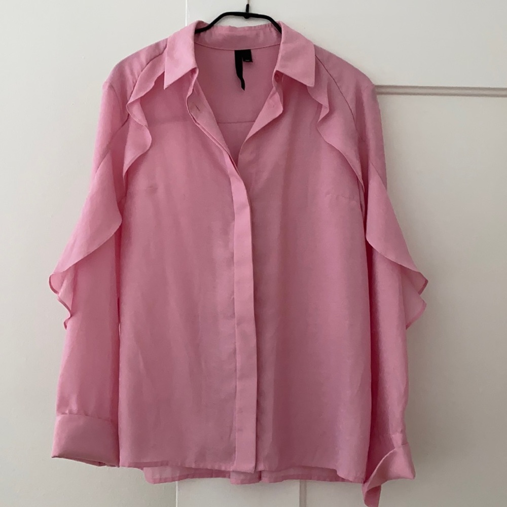 Topshop Boutique Pink Button-down Shirt Blouse